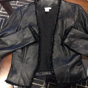 Cache leather jacket with trim